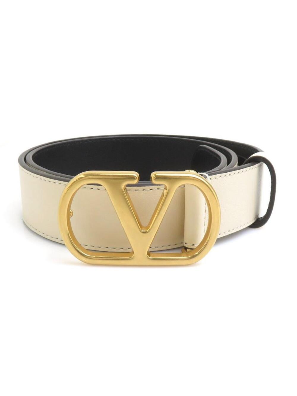 Auth Valentino Garavani Belt Cream/Gold #302743V25B